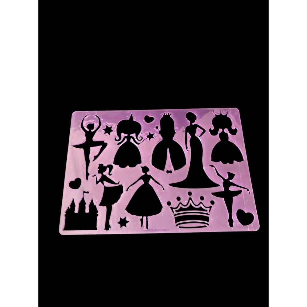 Princess Stencil Template Ballerina Crown Castle Fairy Tale Girls Craft
